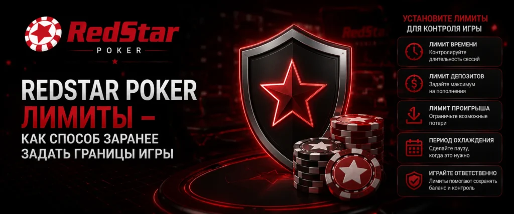 В RedStar Poker действуют лимиты на ответственную игру и контроль учетных записей.
